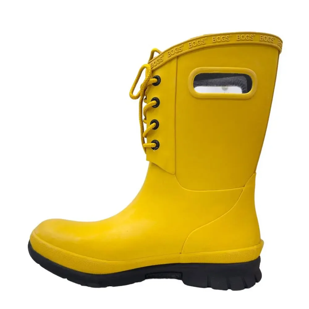 BOGS NEW Yellow Amelia Lace Up Rain Boot Waterproof Women's Adjustable 9